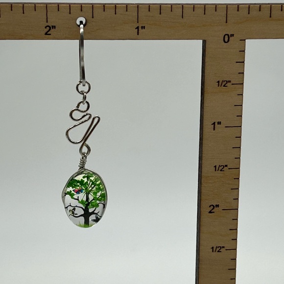 Handmade Resin Tree of Life Earrings, Stainless Steel Hooks NWT - Picture 5 of 6